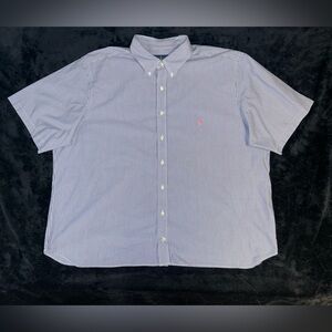 Polo Ralph Lauren Men's Blue White Stripe Button Down Shirt Size 2XB Pink Pony